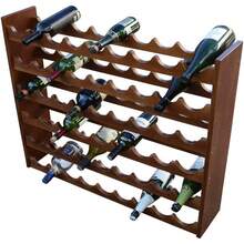 Cava de Madera de Pino Color Nogal para 54 Botellas 20x90x80 cm | Estante para Vino con Múltiples Niveles de Onda | Mueble Elegante y Resistente | Diseño Moderno | para Cocina, Comedor y Sala | Fácil de Armar - Ver 4