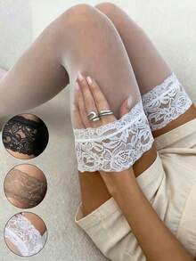 1/2/3 Pairs Women's Sexy Lace Trim Ultra-Thin Over-The-Knee Stockings, Size Runs Small, High Elastic Decorative Over-The-Knee Socks, Can Be Used As Disposable Pantyhose, Suitable For Daily Wear, Home, Outdoor, Commute And Nightclub Style, Ultra-Thin Stockings, Y2K Style, Comfortable Socks, Suitable For (40kg-70kg) - Multicolor - View 1