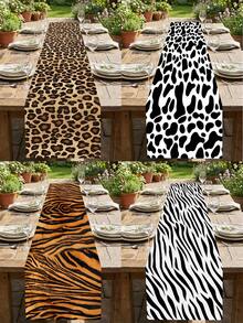 1pc Classic Leopard Print Table Runner, High-Quality Polyester Material, Decorative For Home, Kitchen, Living Room, Dining Table, Birthday Party, Family Gathering, Theme Party, Multiple Sizes Available - A - View 10