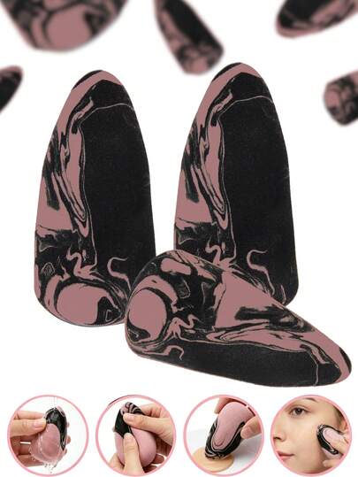 2/6/8/10/20 Peças Esponjas de Maquiagem em Formato de Cabeça de Foguete, Preto e Rosa, Sem Látex, Poliuretano Hidrofílico, Adequado para Base Líquida, BB Cream e Corretivo