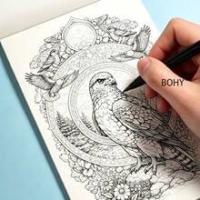1 Adult Zen Doodle Coloring Book For Stress Relief And Healing, Tracing And Line Drawing, Multi-Theme Detailed Line Art Coloring Book, /Bird/Mountain & Flower/Mandala Pattern/European Street And Other Themes, Line Art Coloring Book, Artistic Line Drawing Practice Book, 24 Different Themes, 24 Pages, Suitable As Christmas/Halloween Gift - Multiple Styles - View 6
