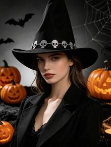 1PC Street‑Style Punk Halloween Skull Hat Chain, Decor Accessory For Party Carnival & Daily‑Use Hats - Silver - View 2