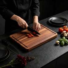 Large Heavy-Duty Acacia Wood Cheese Board/Cutting Board With Juice Groove And Non-Slip Feet - Suitable For Kitchen, BBQ, Serving Tray, Large Cutting Board For Meat, Vegetables And Fruit, Polished For Extra Durability - View 8