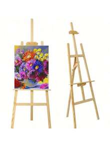 Easel, Multiple Sizes Available, Stable And Wobble‑Resistant, Easy To Assemble And Disassemble. Suitable For Sketching Outdoors, Painting And Poster Display. Made Of Log‑Textured Material, Sturdy And Durable. - A - View 9
