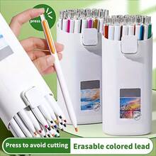 Pensil Warna Otomatis dengan Fitur Tekan untuk Menghapus, Isi Pensil Berbasis Minyak yang Dapat Diganti, Warna Campuran Profesional untuk Menggambar dan Melukis - A - View 1