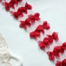 1 Yard 3D Double-Layer Floral Petal Lace Trim, Heavy-Duty 3D Small Flower Mesh Fabric, Wedding Veil Decorative Material - Multicolor - View 3