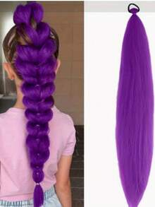1pc Purple Large Braid, Braided Dreadlocks Long Hair Ponytail Boxer Braids Colorful Wig Cross-Border New Product - Multicolor - View 3