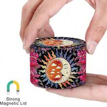 Premium Zinc Alloy Grinder - 50mm UV Printed Creative Moon Print Pattern, Efficient Spice Grinder, Herb Crusher, Daily Use, Gift For Men And Women, Christmas Gift Choice, Best Option - View 5
