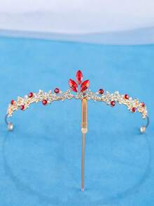 KOVLYNE 1pc Luxury Crystal Crown, Gold Rhinestone Bridal Headband, Elegant Sparkling Crown Hair Accessory, Suitable For Wedding, Graduation Prom And Party - Multicolor - View 4