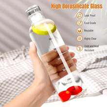 Clear Water Bottle With Time Stamp, Water Tracker, Tracking Bottle Features Silicone Screw Cap And Slim Shape, Suitable For Office, Gym, Cafe, Juicing And Commuting. - Clear - View 5