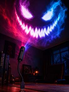 4 In 1 Ghost Face Effect Lamp, White Colorful Green & Teal Ghost Designs, USB Plug-In Lightweight 360° Rotating Light For Spooky Bedroom And Festive Decorations - Multi-color light - View 4