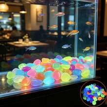 1 Pack Mixed Color Glow-In-The-Dark Pebbles, 1cm Diameter, Fluorescent Colorful Decorative Stones, Suitable For Aquarium, Fish Tank, Garden Path, Patio, Lawn, Terrace Landscape And Yard Decoration, DIY Crafts, Random Colors - Multi-color - View 6
