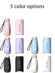 Must‑Have For Travel, Must‑Have For Holidays Mini Pocket Folding Umbrella UPF50+ Sun Protection Portable Compact Travel Umbrella Lightweight Small Parasol With Storage Pouch Wind‑Resistant Foldable Umbrella For Outdoor Camping Commuting Daily Use - Multicolor - View 9