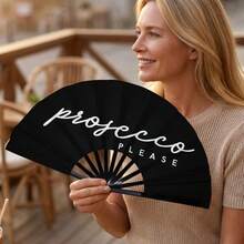 Vacation Picnic Essential Folding Hand Fan, Minimalist Black & White Personalized Slogan Portable Cooling Fan - Multicolor - View 3