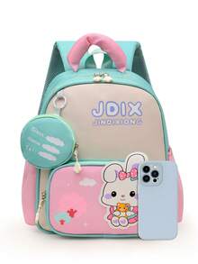 Mochila estilo academia, nueva mochila ligera y cómoda con diseño de conejo lindo para estudiantes, mochila de campus versátil y sencilla - Rosa - Ver 3