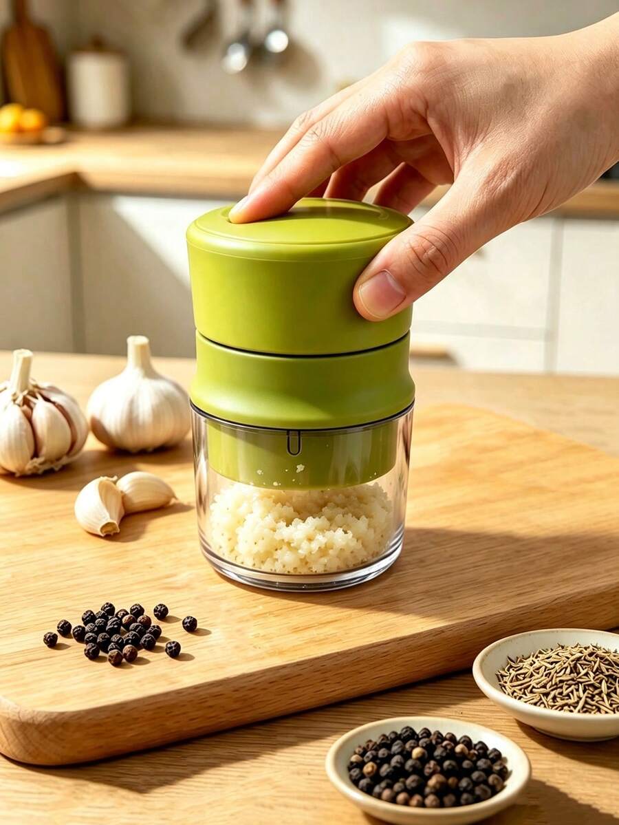 人體工學手動壓蒜器、蒜泥器與香料研磨器－多功能廚房工具，可用於切碎、切片與研磨，適合居家、餐廳、戶外、旅行與餐車使用，便攜手持設計，塑料材質蒜瓣研磨器，廚房用品、烹飪用品、旅行與戶外必需品，易於攜帶，居家必備，秋季居家裝飾，返校季，派對用品，聖誕禮物，萬聖節禮物，女性禮物，男性禮物