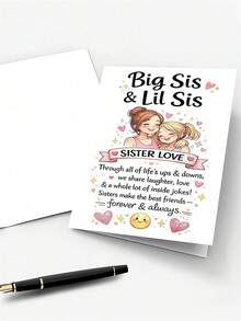 OBOVAY 1pc "Sisters" Greeting Card With Envelope - Thoughtful Gift For Sisters, Celebrating Sisterly Love, Suitable For Birthday And Special Occasions, Blank Inside - View 2