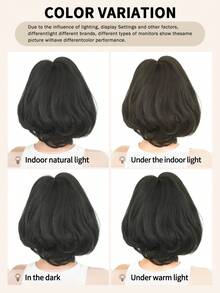 NAMM Short Black Bob Wigs For Women Layered Wave Hair Wig With Side Part Bangs Natural Synthetic Heat Resistant Fiber Wig For Cosplay Daily And Daily Use 8 Inch, Halloween - Black - View 7