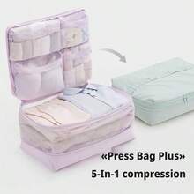 Travel Luggage Organizer Bag, Home Storage Bag, Large Capacity Multi-Compartment Partitioned Storage, Compressible Volume, Compatible With Luggage Handle, Multi-Functional All-In-One Travel Storage Bag, 5-Zone Clothing And Underwear Organizer, Portable Large Capacity Luggage Bag - Multicolor - View 1
