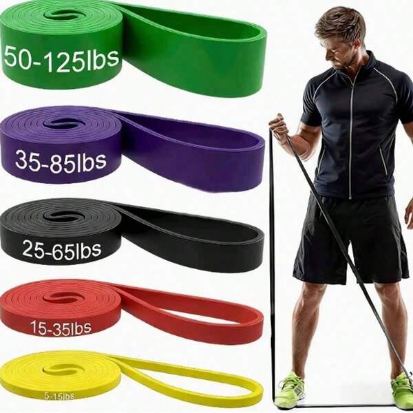 1 pieza/3 piezas/5 piezas Bandas de resistencia para fitness - Dominadas - Entrenamiento de fuerza con banda de resistencia - Juego de bandas elásticas auxiliares para yoga y estiramiento para hombres y mujeres - Entrenamiento y modelado muscular, banda de ejercicio, estiramiento corporal, fisioterapia, utilizado para estiramiento corporal y entrenamiento muscular