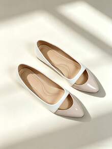 1 Pair Women's Flat Pointed Toe Pumps 2026 Autumn New Style Beige Fashion Commute Solid Color Cutout Flat Pointed Toe Pumps Holiday Wedding Party Outdoor All Season - Beige - View 4