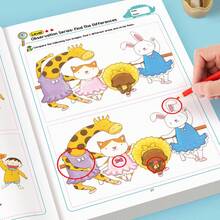 1pc/Spot The Difference Activity Book, Children's Brain Training Workbook, Preschool Hand-Eye Coordination Practice Book, Improve Observation And Concentration, Early Learning Educational Activity Book, Parent-Child Interactive Game Book, Stress Relief Puzzle Book - Color Style Randomized - View 8