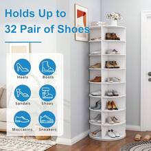Rotating Shoe Rack Tower, Spinning Storage Rack, Standing 360° Revolving Shoe Organizer - 8 Floors, Circular Shape - View 4