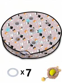 Indoor Cat Interactive Toy, 5-Hole Or 7-Hole Hide-And-Seek Hunting Mat With Rechargeable Moving Mouse Ball, Squeaky Sound, Asymmetrical Rolling, 3 Play Modes, Touch Activation, Suitable For Kittens And Adult Cats Indoor Exercise Toy - Multicolor - View 15