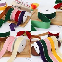 1pc 10/15/20/25/38mm Velvet Ribbon, Christmas, New Year Satin Ribbon, Handmade Wedding Party Decoration Ribbon, For Gift Wrapping, DIY Hair Accessories Bows, Christmas Tree Wreath Decoration Ribbon Bows - View 3