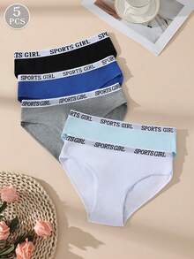 5pcs Letter Woven Cotton Women's Triangle Panties, Bodycon Elastic Comfortable Ladies Underwear - Multicolor - View 2