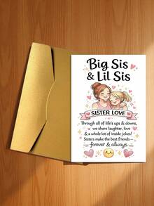 OBOVAY 1pc "Sisters" Greeting Card With Envelope - Thoughtful Gift For Sisters, Celebrating Sisterly Love, Suitable For Birthday And Special Occasions, Blank Inside - View 5