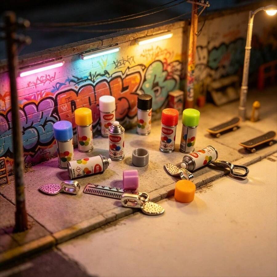 14 Pieces/Set Miniature Spray Paint Cans + Tool Model Ornaments Suitable For Dollhouses, Model Houses, Dwarf Miniature Theme Gardens, Decorations, Holiday Gifts, Graduation Gifts, Photography Props, Models - Multicolor - View 1