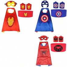 Asmodee 5pcs Superhero Cape Set, Includes Iron Man, Captain America, Cape, Mask, Wristbands, Halloween Costume - Multicolor - View 4