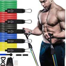 11pcs/Set Resistance Bands, Portable Fitness Equipment, Ankle Straps, Chest Expander, Elastic Exercise Bands - Multicolor - View 2