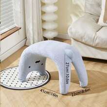1pc Cute Cat Shaped Fleece Stool, U-Shaped Animal Footrest, Modern Soft Padded Low Stool, Entryway Shoe Bench, Bedroom Living Room Home Decor - Multicolor - View 7