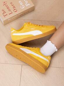 Puma Club II Era SD 男女款復古透氣舒適輕量休閒運動鞋 409204-03 - 芥菜色-暖白 - 查看 2