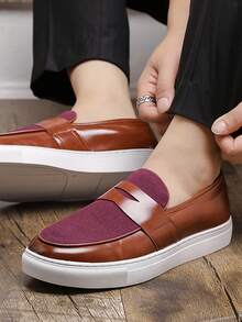 Men's Loafers Fashion New British Style Slip-On Flat Shoes Suede Matte Soft Sole Shoes - Red - View 8