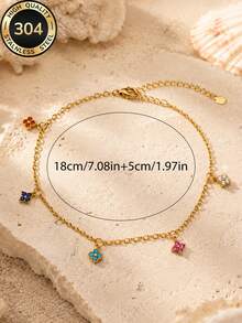 1pc 18K Gold Plated 2026 New Style Women's Simple Elegant Versatile Flower Anklet, Stainless Steel Waterproof Durable, Suitable For Girlfriend, Mother, Daily Life/Summer Beach Party/Vacation/Mother's Day/Valentine's Day Gift - Anklet 2 - View 4