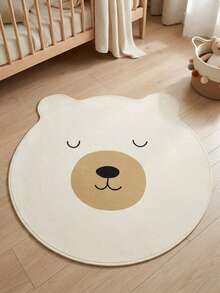1pc, Washable 950g Faux Cashmere New Cute White Polar Bear Asymmetrical Decorative Rug, Non-Slip Polyester Fiber Bottom, 7mm Overall Thickness, Suitable For Living Room, Bedroom, Entryway, Small Rug, Decorative Rug, Passage Rug, Halloween, Gift, All-Season Style, Platform New Arrival, Easy To Clean - White - View 4
