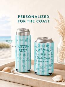 Personalized Can Cooler, Custom Neoprene Drink Holder, Beach Bachelorette Party Favor, Standard Or Slim Can Sleeve - Multicolor - View 8
