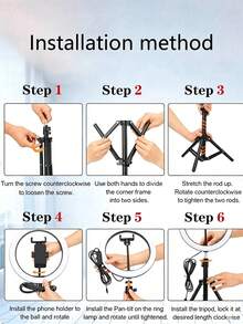 Adjustable LED Ring Light, Live Streaming Makeup Beauty Fill Light, 3 Color Modes, Freely Adjustable Angle, Widely Applicable To Phones And Tablets, Stable Non-Shaking Shooting Light - A - View 9