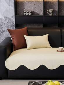 1pc Waterproof Oil-Proof Faux Leather Sofa Cushion Cover, Scalloped Wave Edge Non-Slip Dotted Back Couch Pad, Wipeable Washable Modern Sofa Protector For Living Room, Multi Colors Available - Multicolor - View 12