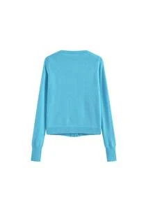 Women's Solid Color Casual Versatile Daily Wear Cardigan - Blue - View 8