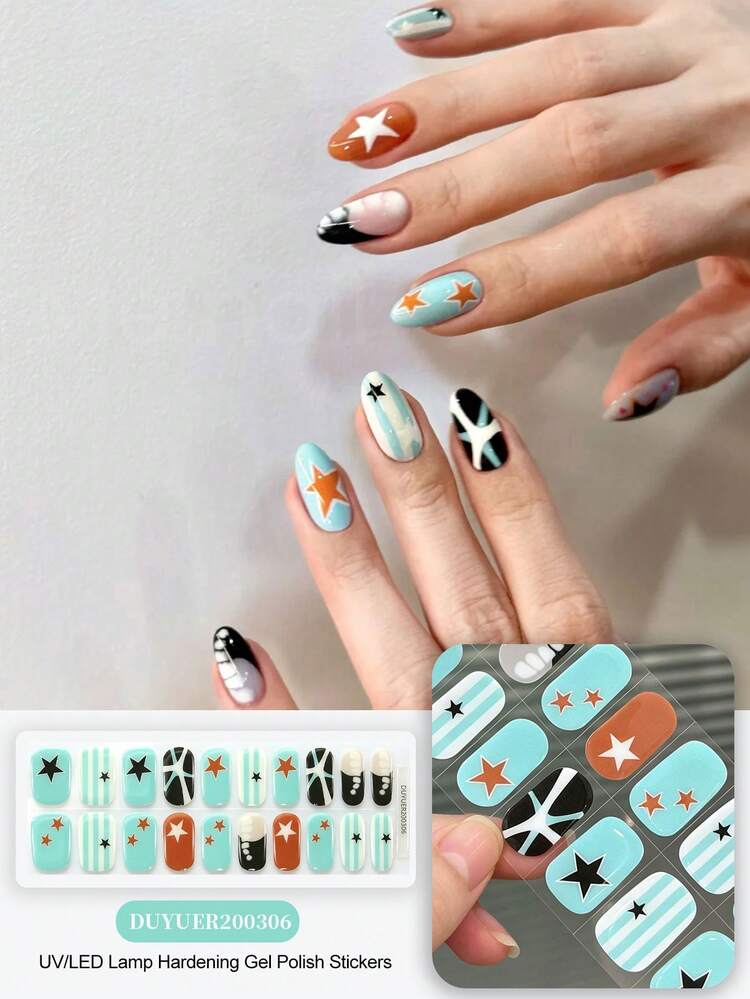 Cross-Border New Arrival Semi-Cured Gel Summer Toe Nail Stickers, Glitter Flash Design, In Stock Wholesale, Waterproof & Long-Lasting - Multicolor - View 7