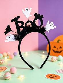 1 chiếc băng đô Halloween hình ma và dơi, phụ kiện tóc chữ BOO màu đen cho nữ, trang phục tiệc lễ hội - nhiều màu - Xem 3