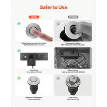 Garbage Disposal Air Switch Kit, 2.5" Sink Top Air Switch For Food Waste Disposal, Brushed Silver Stainless Steel ON/OFF Air Button For Waste Disposer - Suitable For Stainless Steel Countertops - Black - View 6