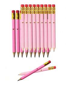 5/20pcs Heart Shaped Golf Pencils, Mini, Sharpened, With Eraser - 4 Inch Short, 2 HB, Suitable For Gift Party Games, Bridal Shower Party Games, Back To School (Pink/Magenta) - Pink - View 1