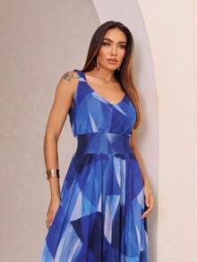 Women's Fitted Tulle Jumpsuit - 霧霾藍 - 查看 1
