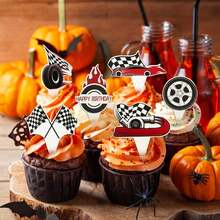 48 PCS Racing Car Cupcake Decorations, Racing Car Cake Decorations, Checkered Theme Cake Decorations For Party, Birthday Party Cake Decorations, Racing Car Cake Toppers Suitable For Various Occasions, Perfect For Sports Events, Racing Car Parties, Themed Birthday Parties And More. Racing Car Cake Decorations Are Also The Perfect Match For Racing Car Party Activities, You Can Pair Them With Racing Car Banners, Racing Car Tablecloths, Racing Car Party Gifts To Make Your Birthday Party Perfect! - Multicolor - View 6