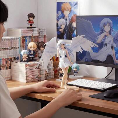 1pc Angel! Orange Melody Anime Figure, Dynamic Wing Design Angel Girl 2D Beautiful Girl Model, High Precision School Uniform Desk Decoration, Collectible Anime Merchandise, Ideal Student Birthday Gift For Anime Collection, Desktop Decoration And Gift